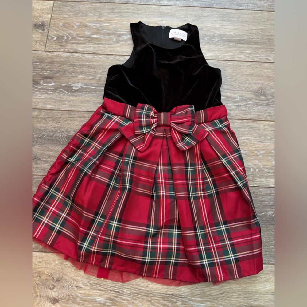 Girls Plaid Velour Fit and Flare Dress Size 5